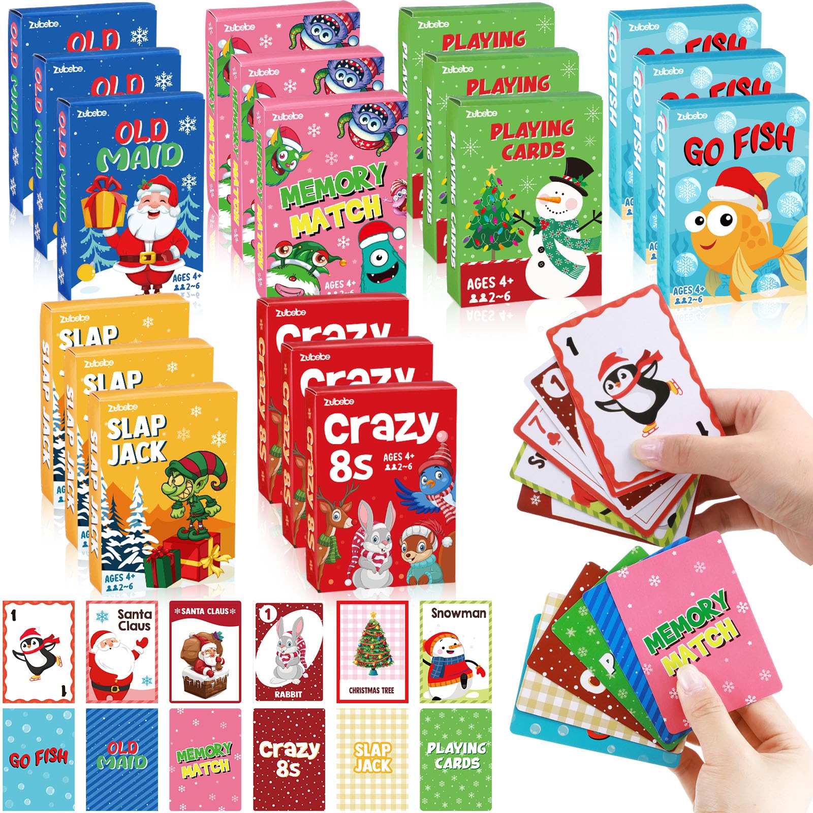 Amazon.com: Zubebe 24 Pack Card Games Bulk 6 in 1 Classic Playing